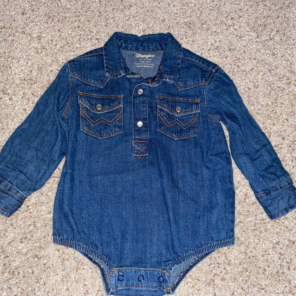 BABY BOY LONG SLEEVE BODYSUIT DENIM